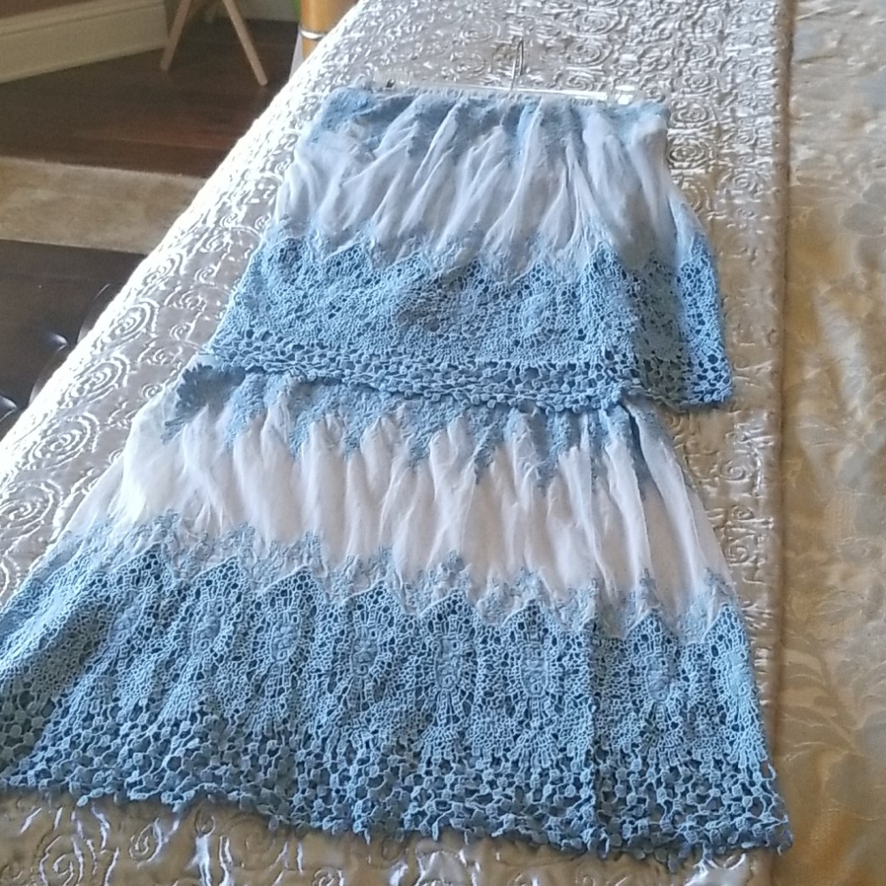 Lace Layered Strapless Halter Summer Dress/Skirt
